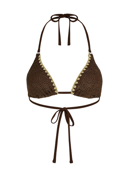 Triangle Crochet Bikini Top, Brown