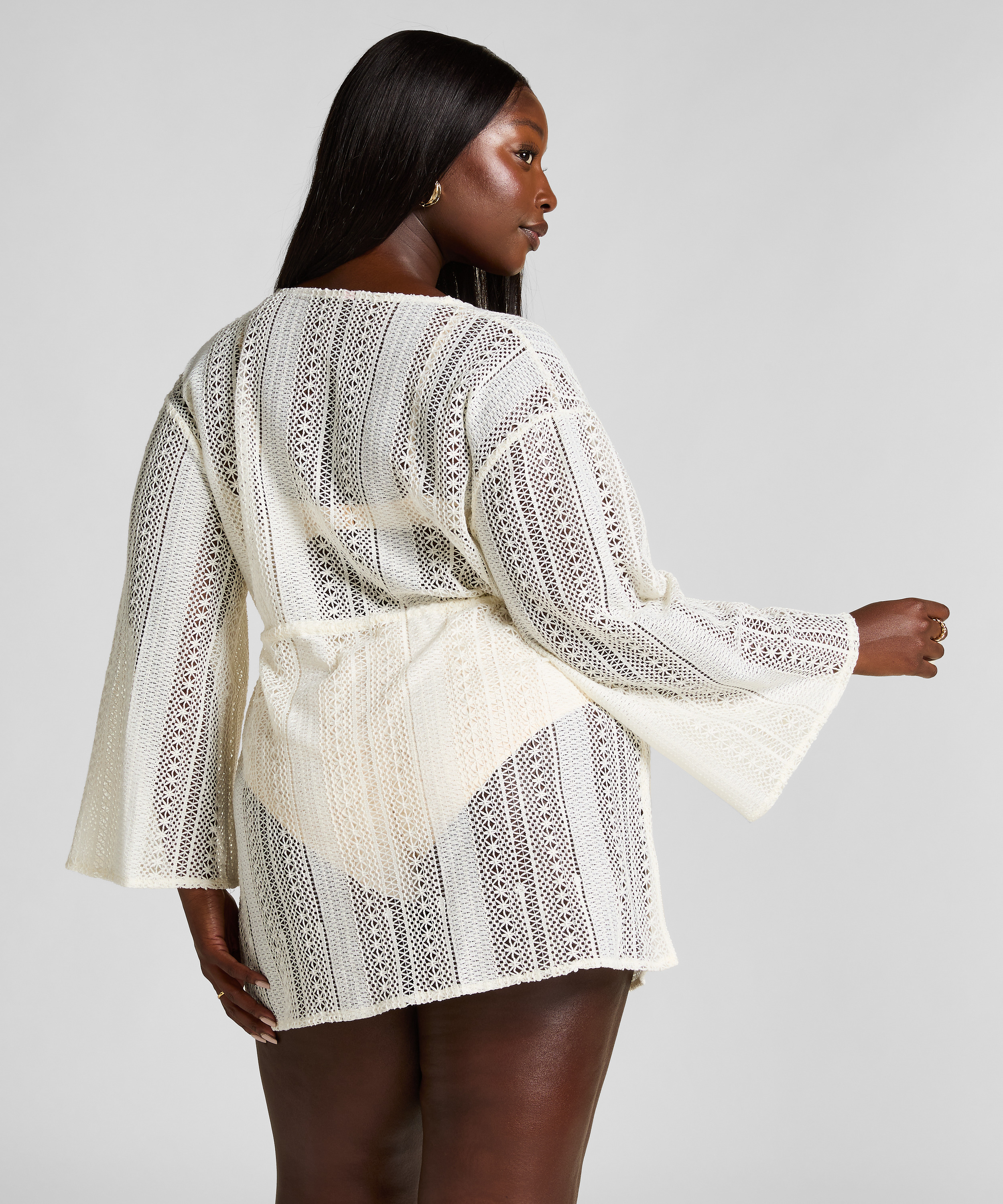 Beach Crochet Kaftan, White, main