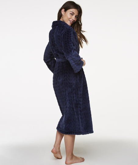 Leaves Fleece Bathrobe, Blue