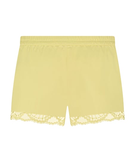 Satin pyjama shorts, Yellow