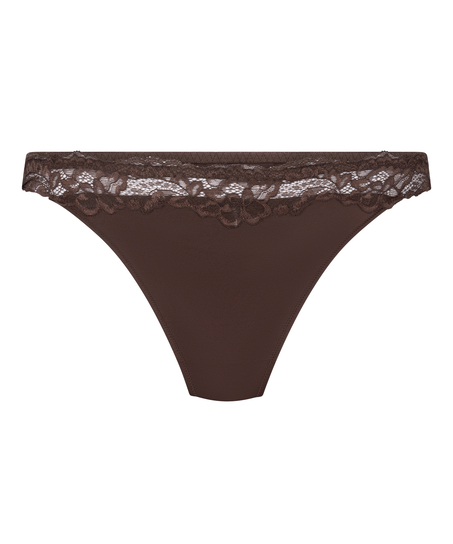 Lace & Shine Thong, Brown
