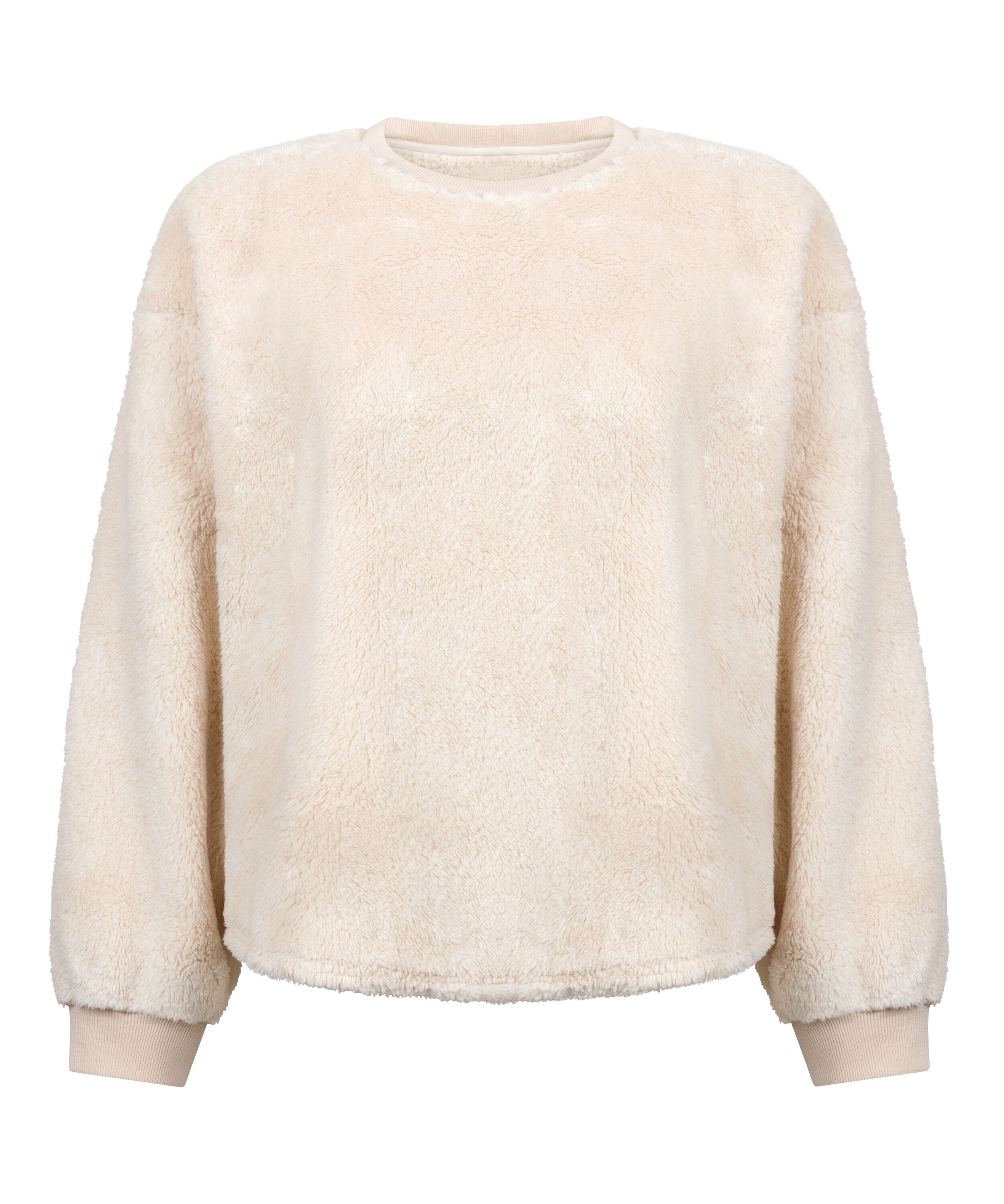 Longsleeved Top Fluffy Fleece, Beige