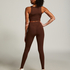 HKMX Crossed High Waisted Leggings, Brown