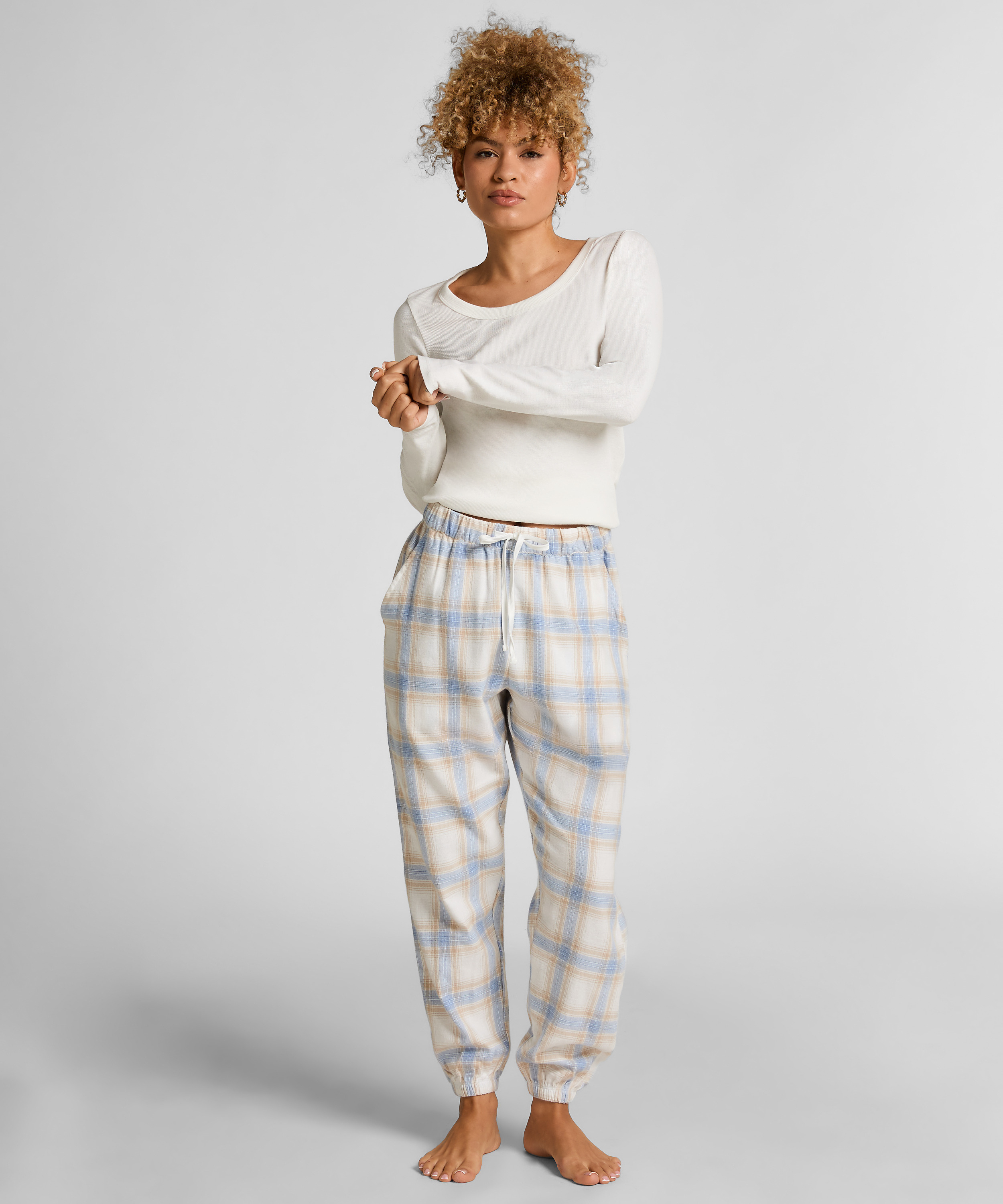 Flannel Pyjama Pants, Blue, main