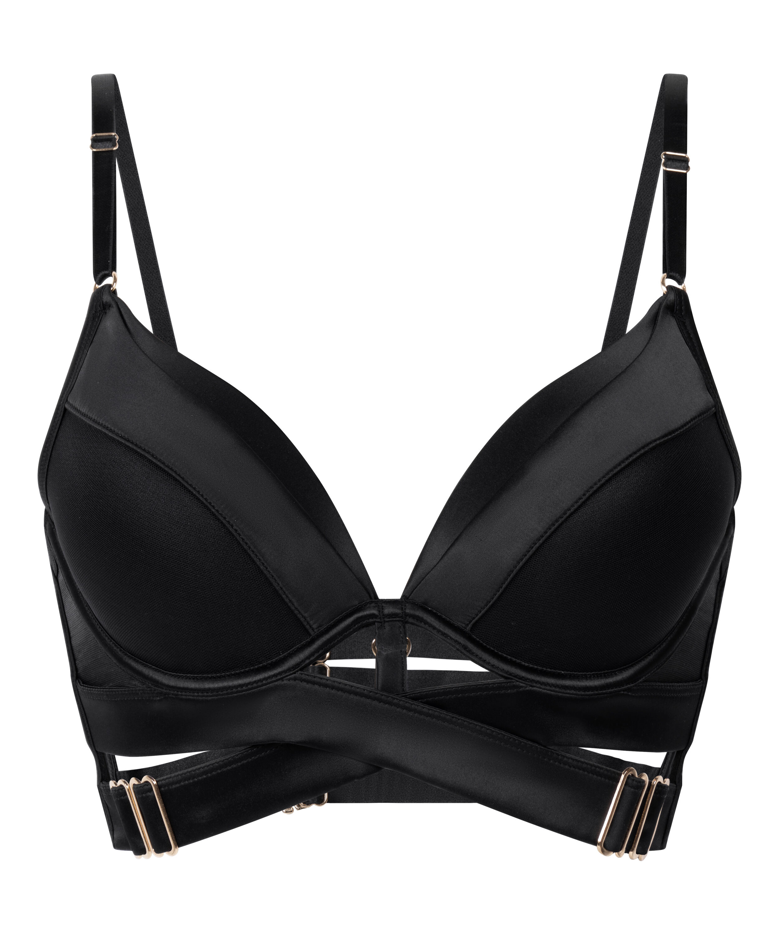 Colette Padded Underwired Longline Push-Up Bra, Black