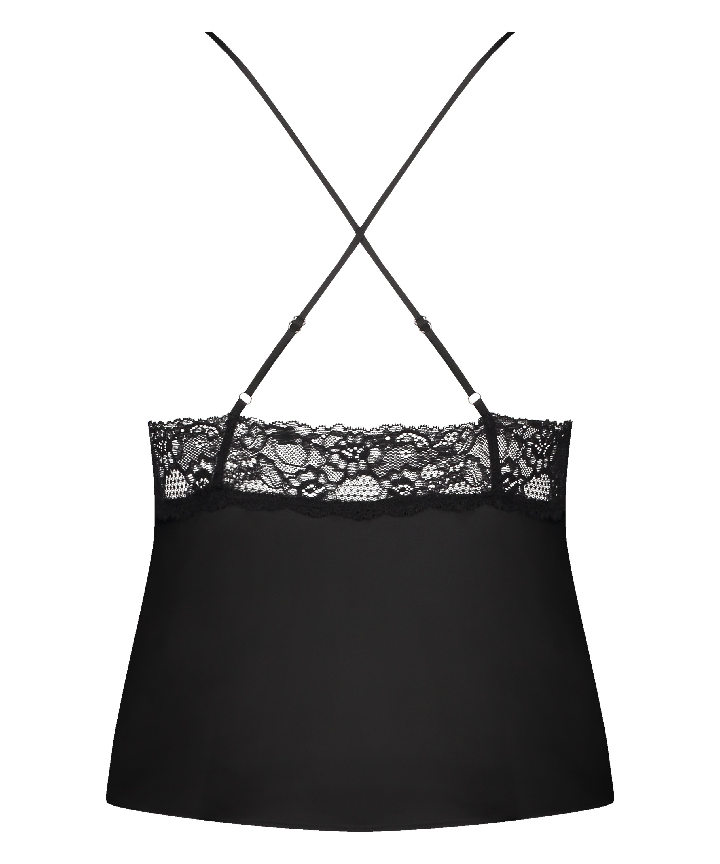 Satin Marcela Cami Top, Black, main