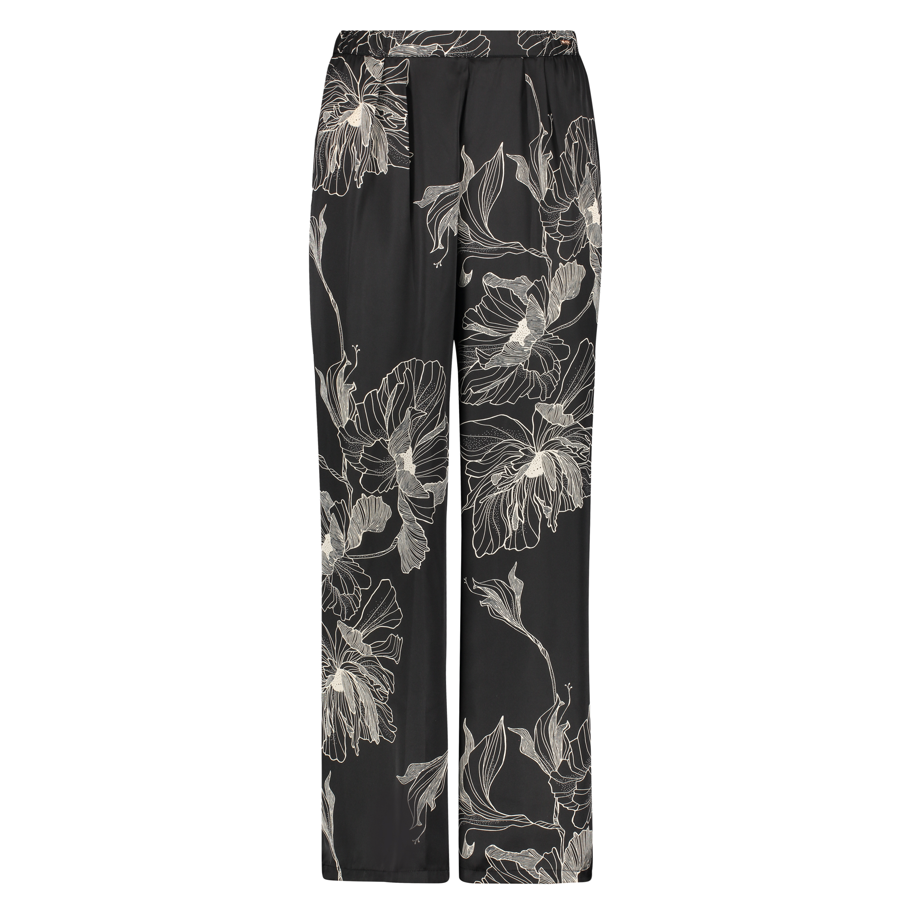 Petite Lotus satin palazzo trousers, Black, main