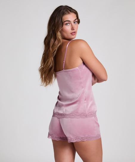 Velours Lace Cami Top, Purple