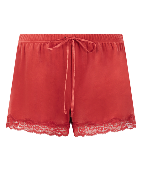 Velvet lace shorts, Red