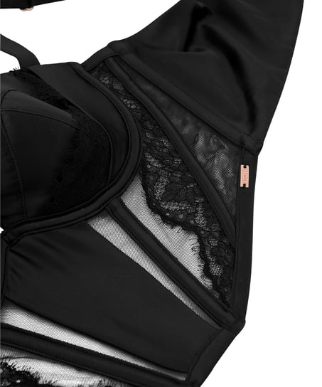 Nicole Padded Underwired Longline Bra, Black
