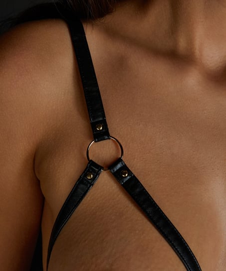 Faux Leather Bralette, Black