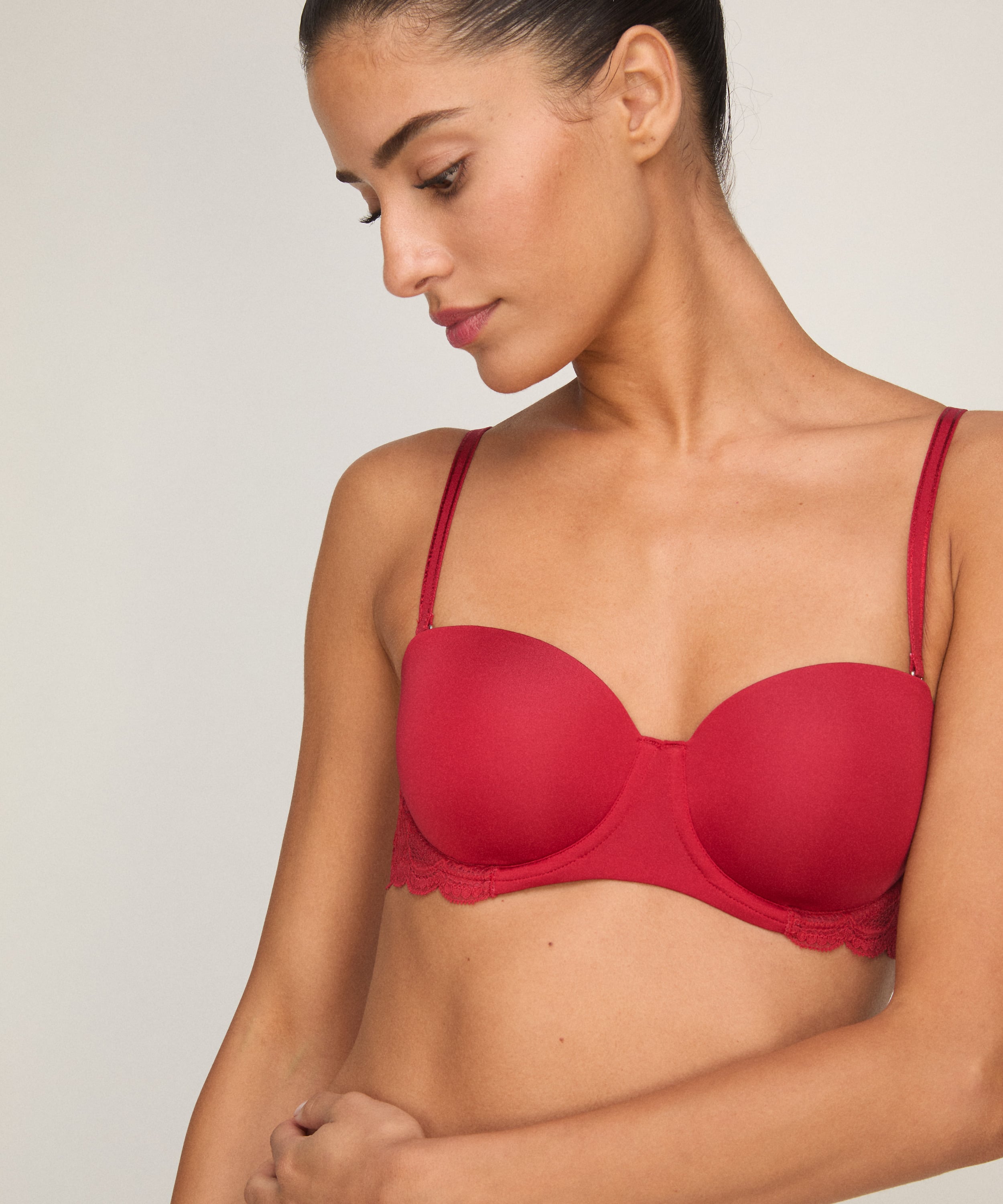 Angie Padded Strapless Underwired Bra, Red, main