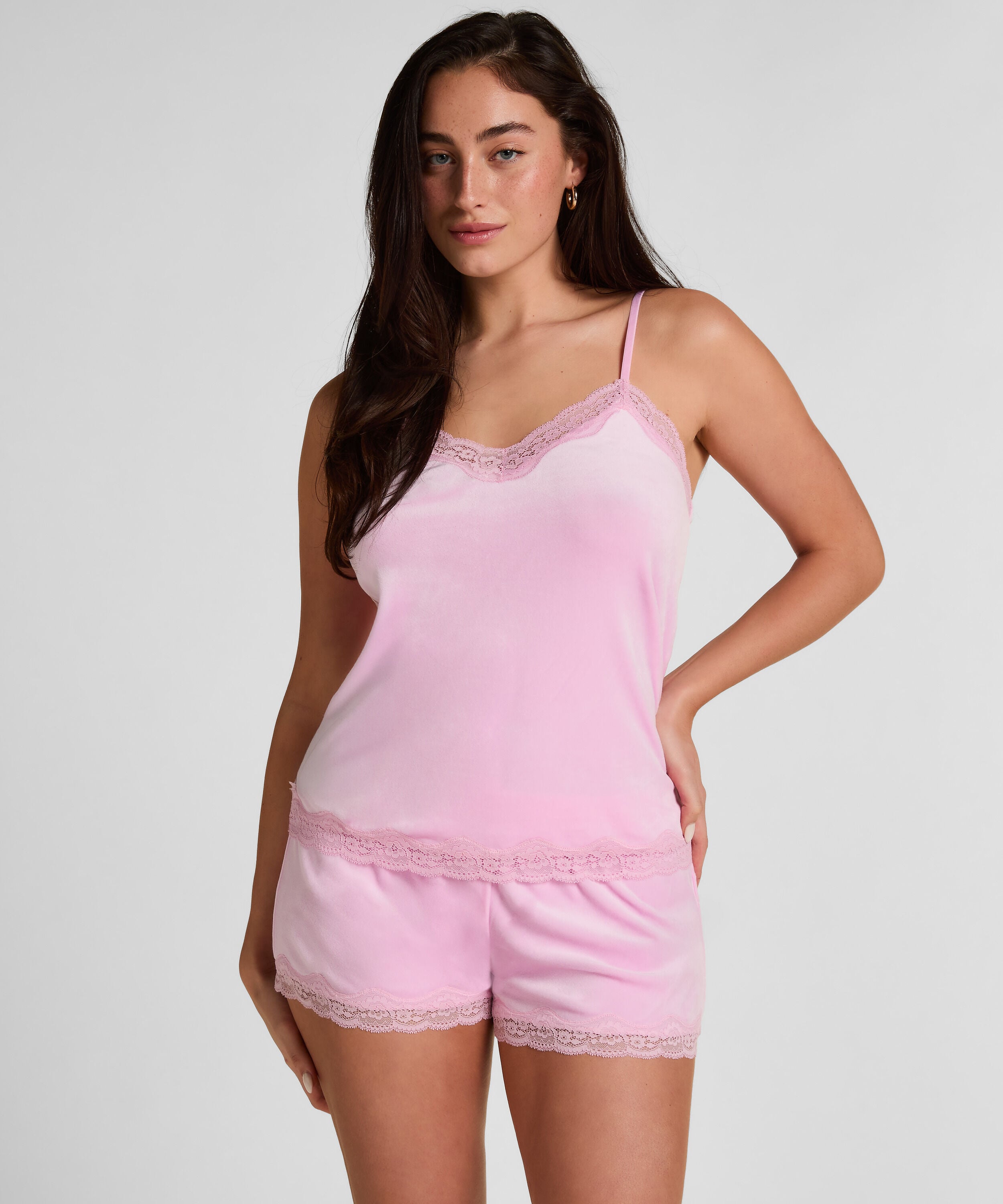 Short Velours Lace, Pink