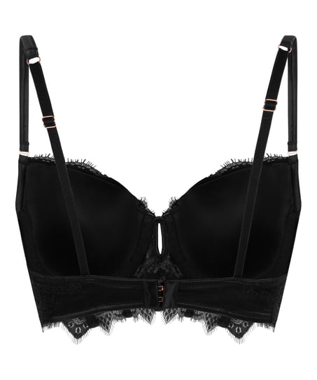 Zoe Padded Longline Underwired Bra, Black