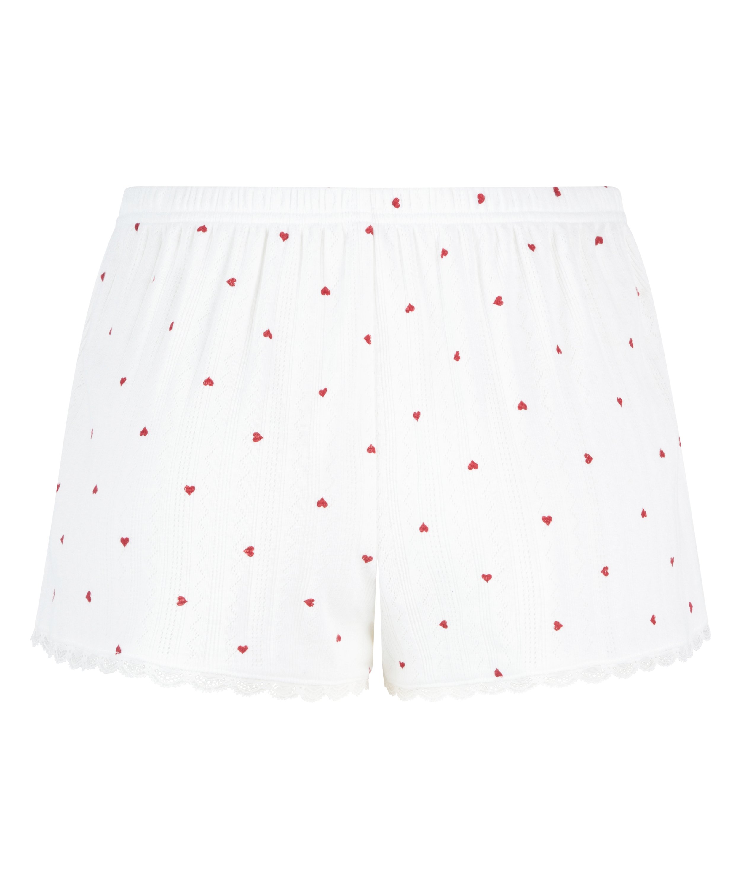 Pointelle Pyjama Shorts, White, main