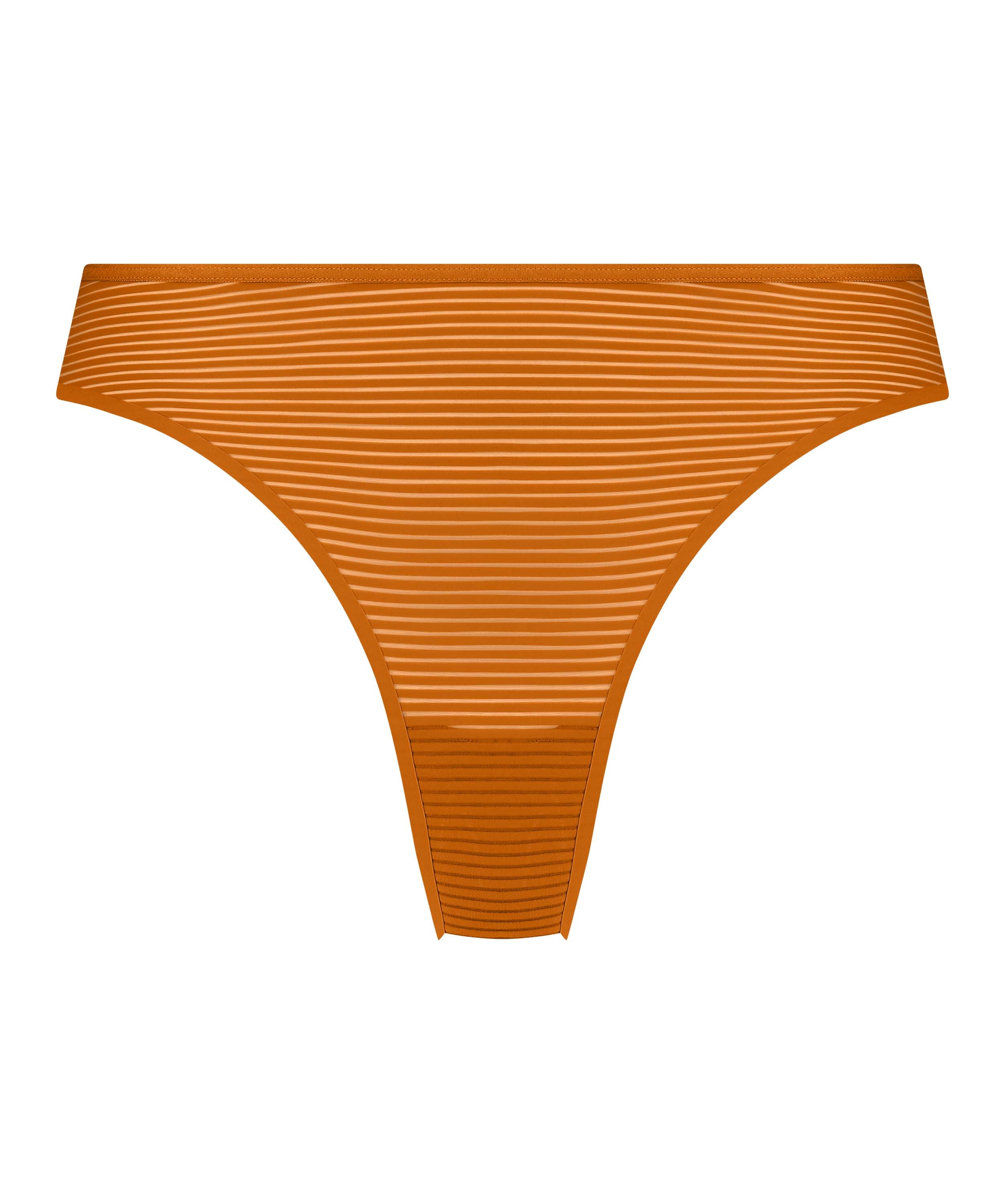 Invisible Stripe Mesh Thong, Orange, main