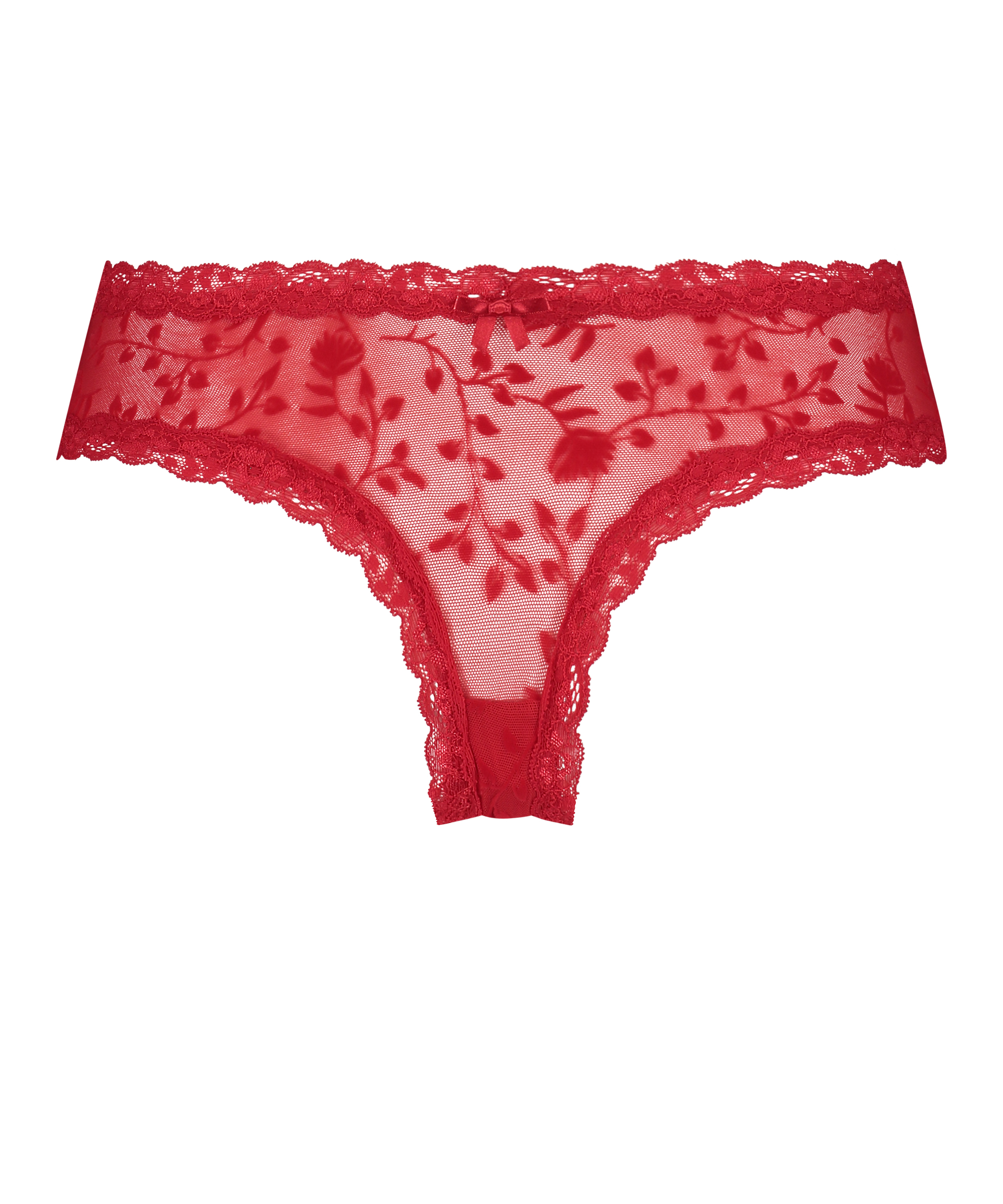 V-shaped Brazilian knickers mesh, Red, main