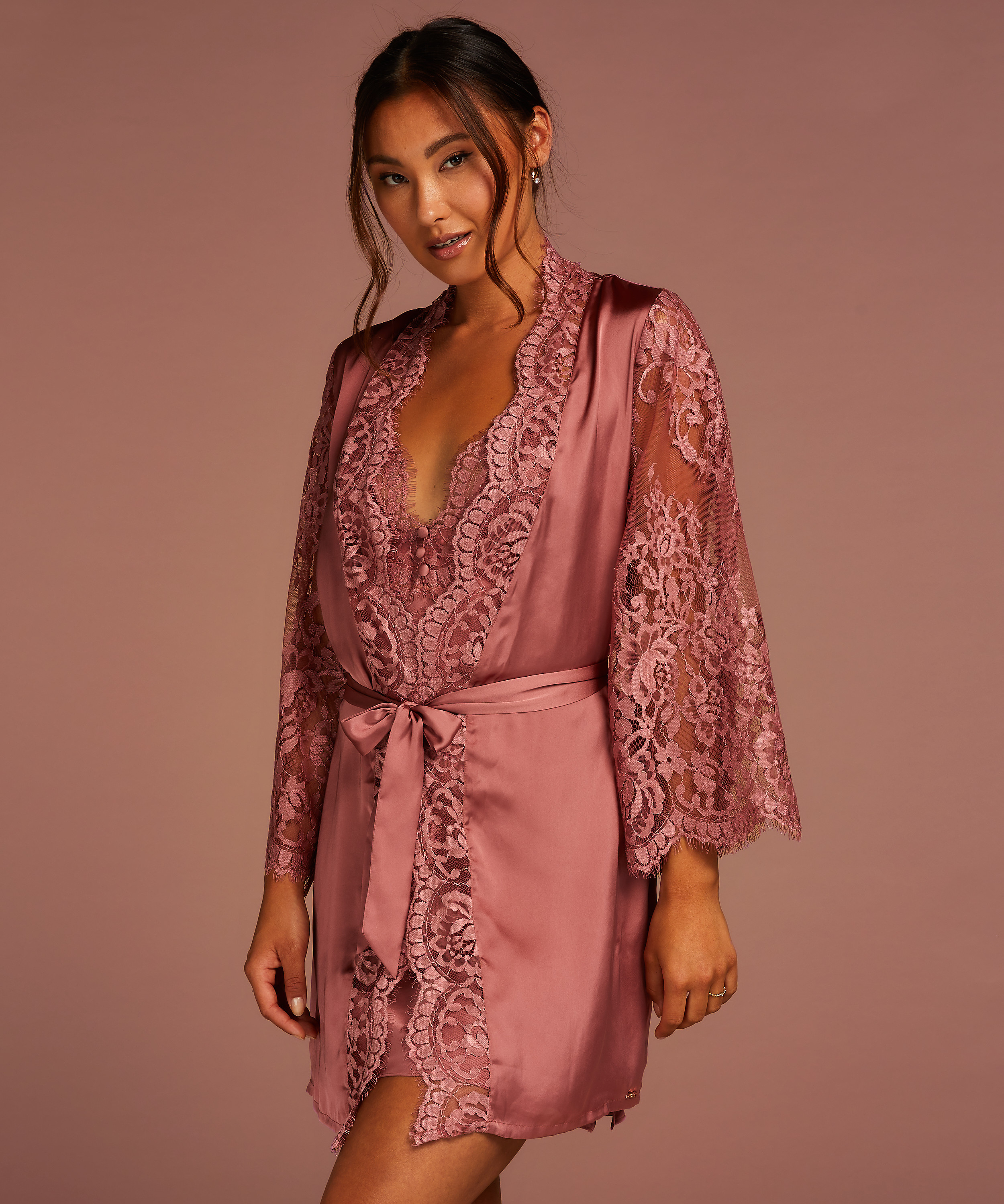 All-Over Lace Kimono, Pink, main