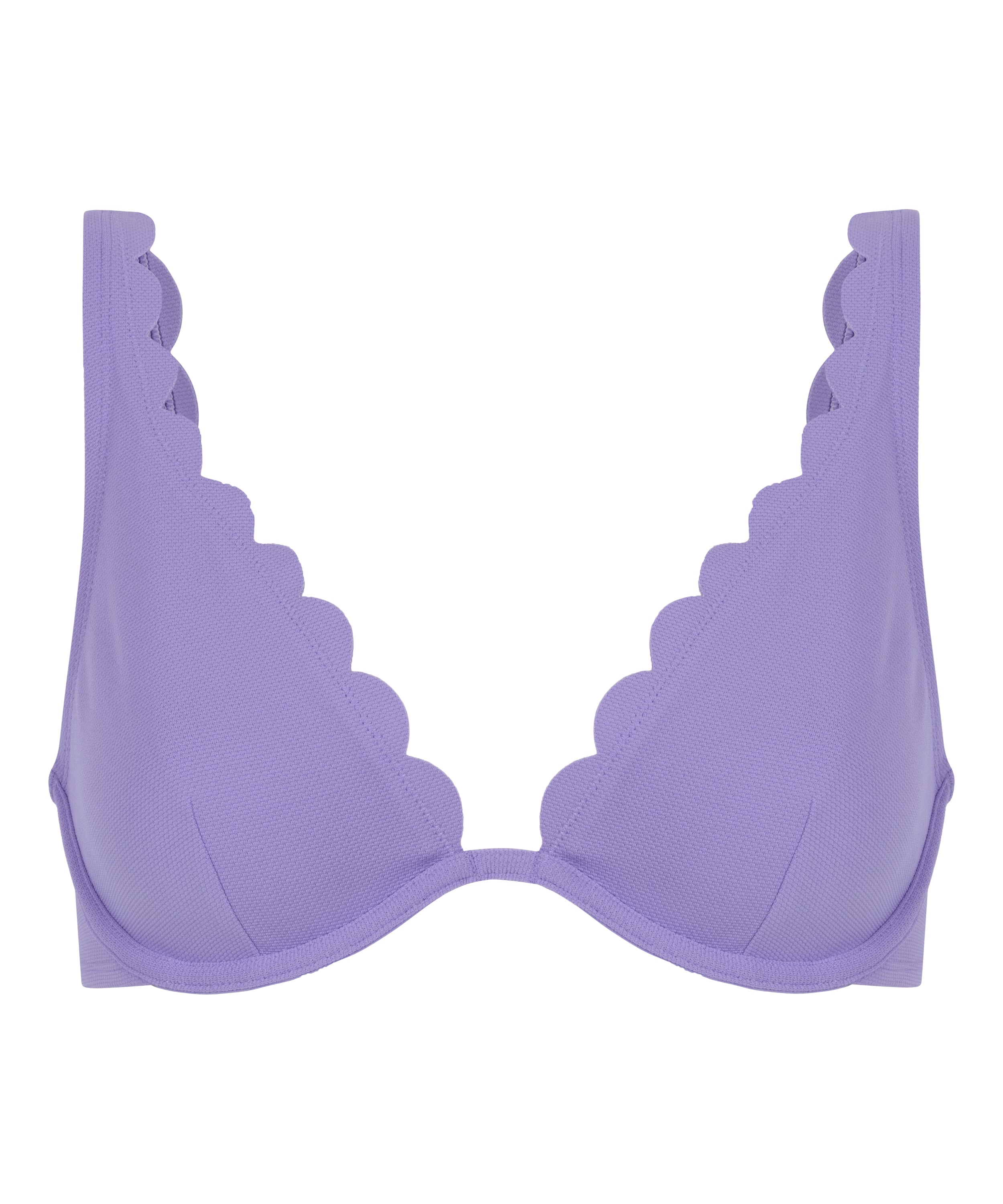 Scallop non-padded underwired bikini top, Purple, main
