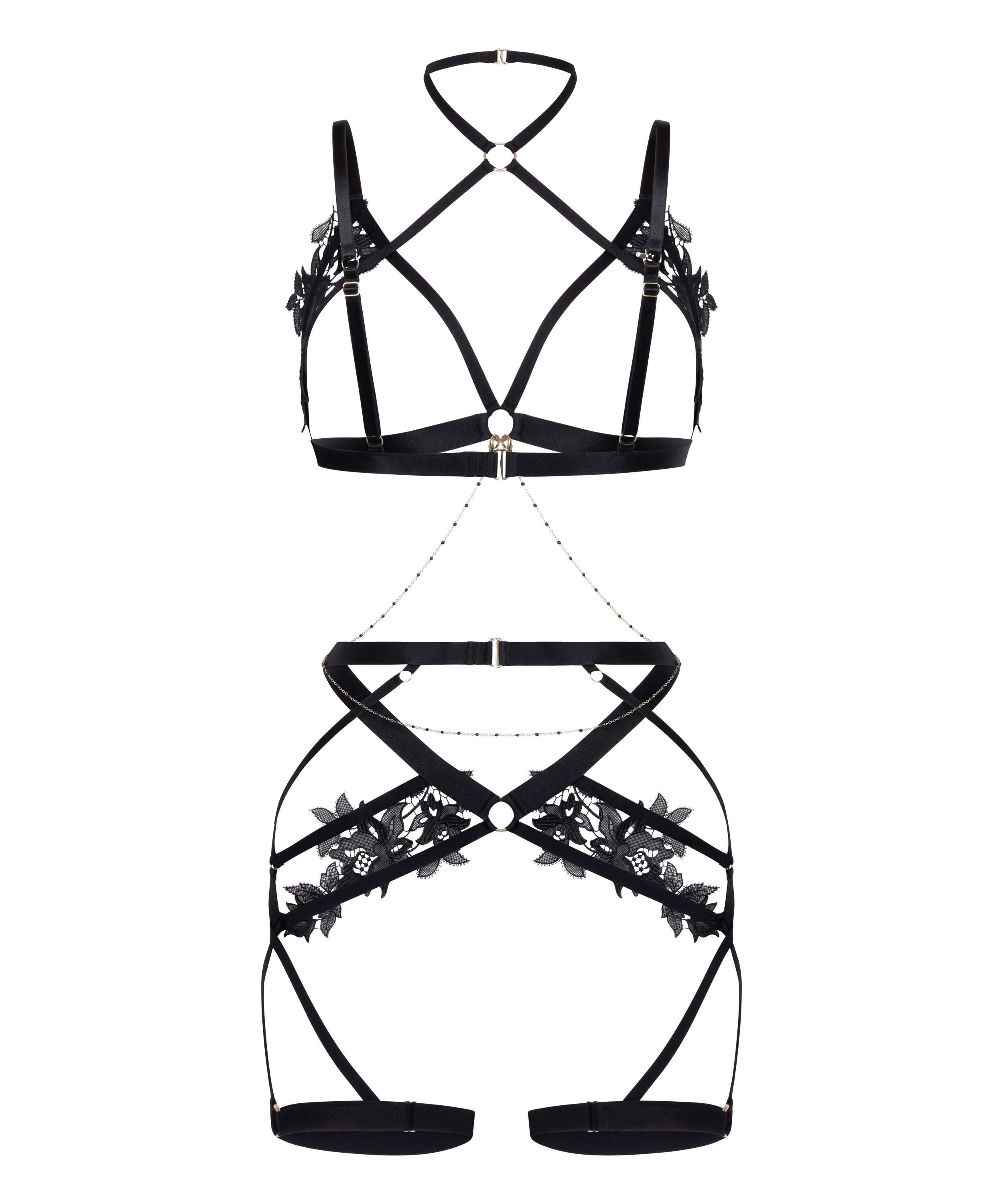 Applique Harness, Black, main
