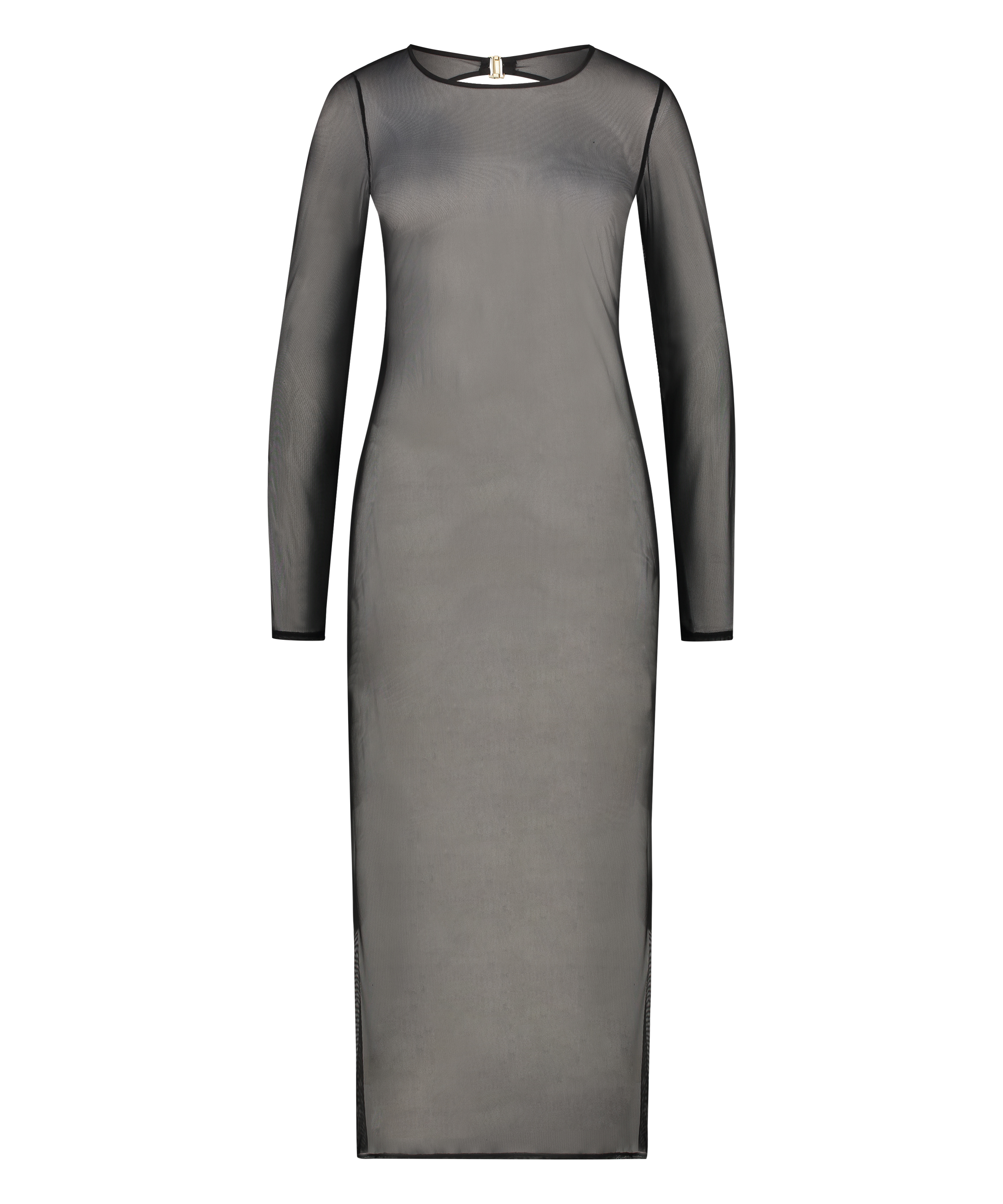 Long Sheer Dress, Black, main