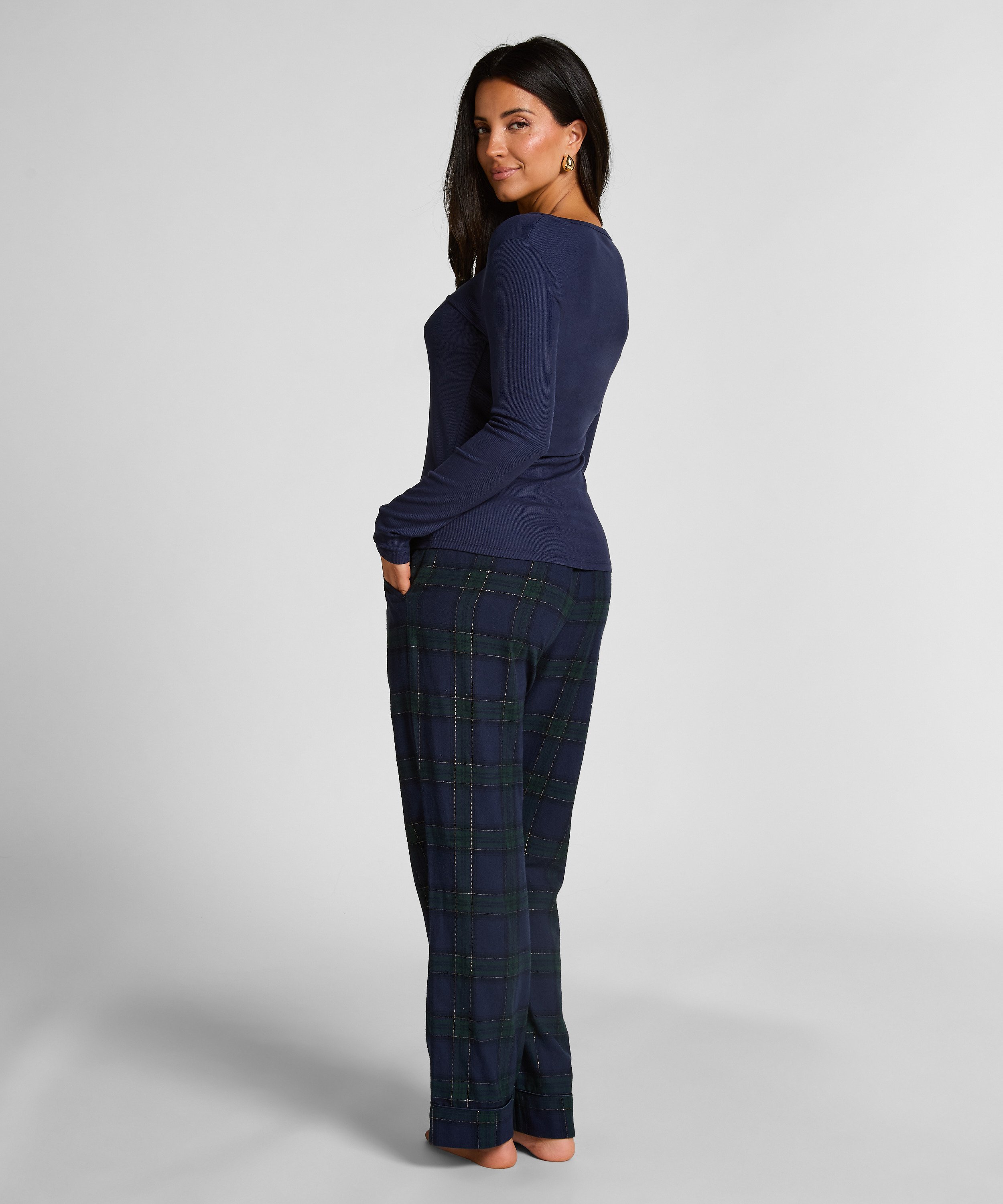 Longsleeved Pyjama Top Henley, Blue, main