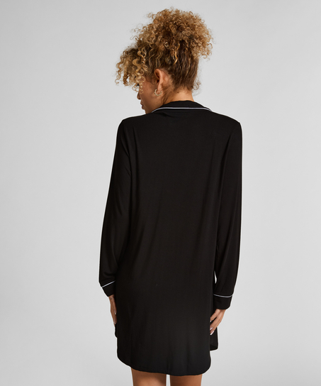 Essential Jersey Shirtdress, Black