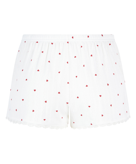 Pointelle Pyjama Shorts, White