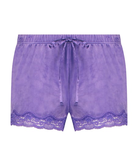 Velvet lace shorts, Purple