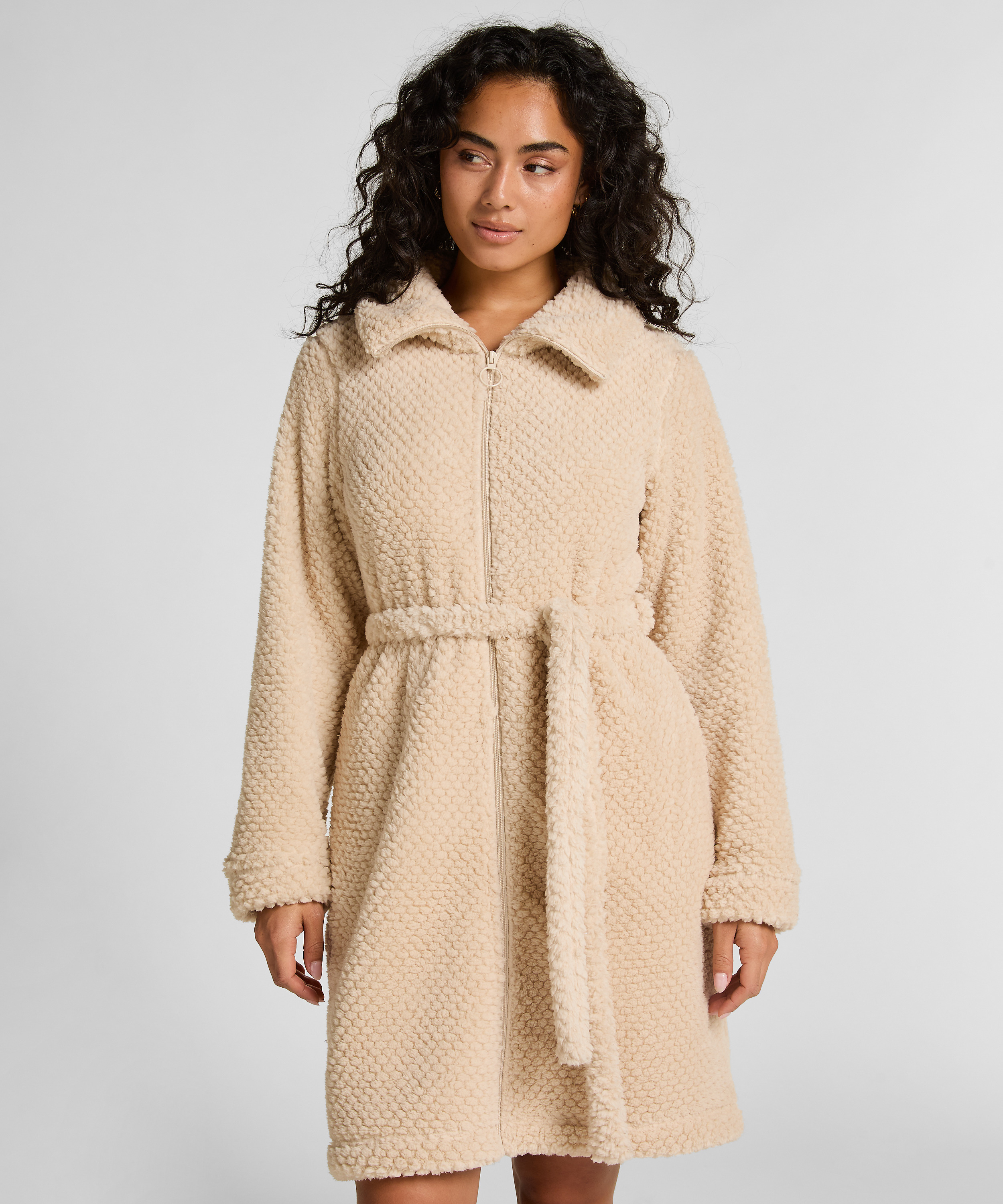 Robe Zip Up Fleece, White, main