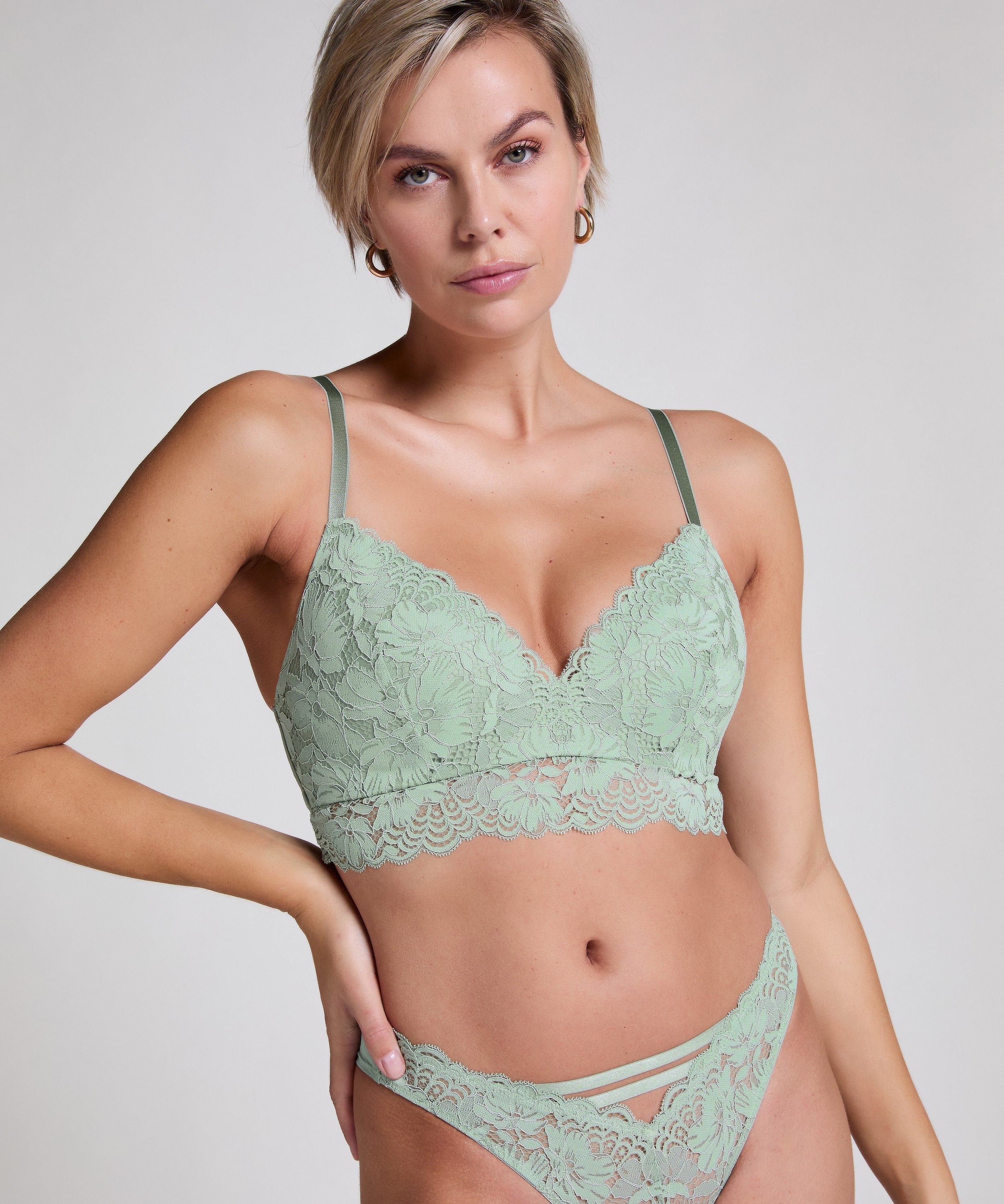 Andrea Padded Non-Wired Bra, Green, main