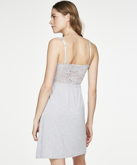 Modal Lace Slip Dress, Gray