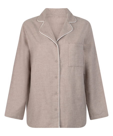 Essentials Flannel Pyjama Top, Beige