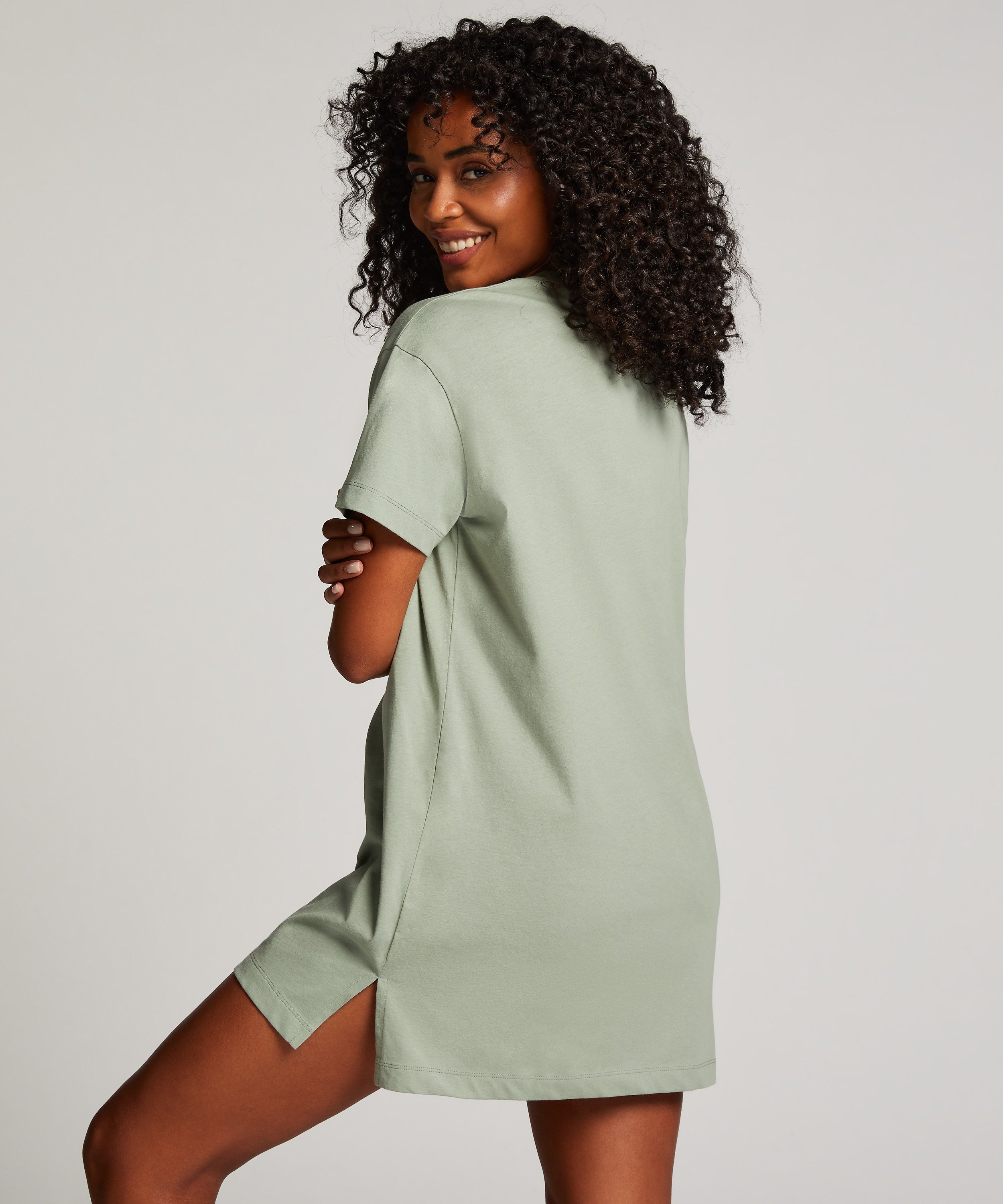 Round Neck Nightshirt, Green, main