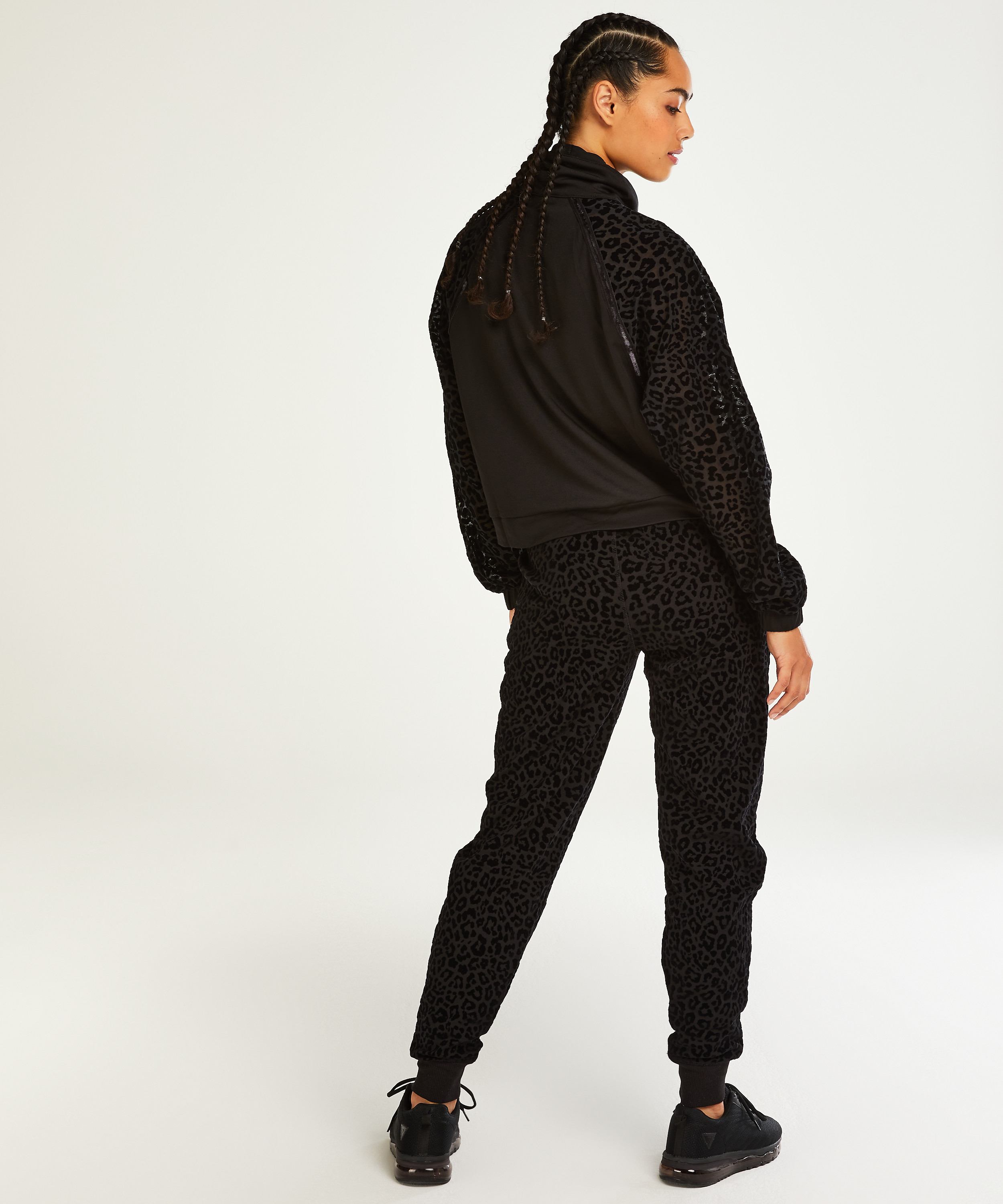 HKMX Leopard Jogging Bottoms, Black, main