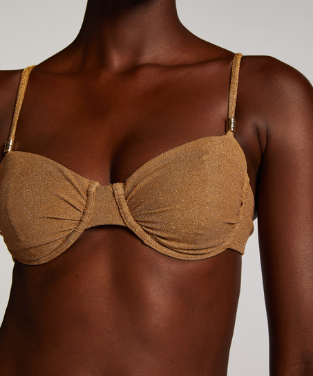 Goldie Shimmer Bikini Top, Yellow