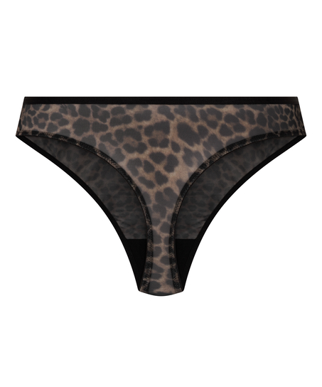 Highleg String Tara Leopard, Black