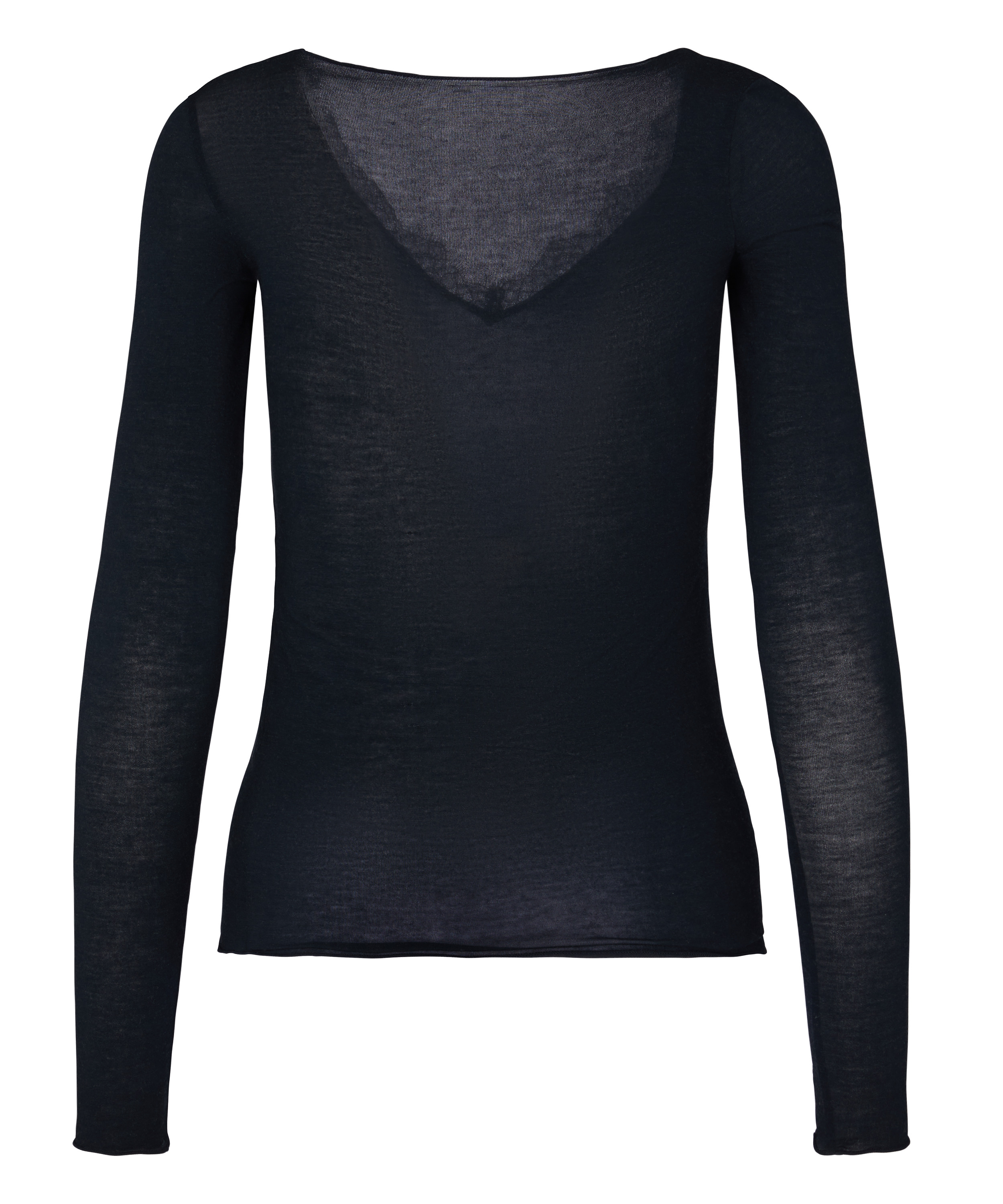 super soft Lace V-Neck shirt with Cashmere, Black, main