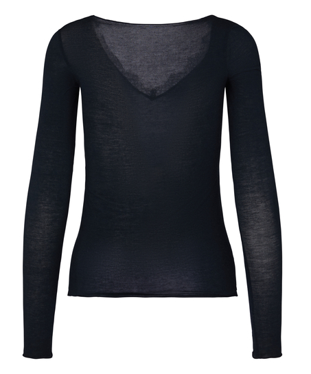 super soft Lace V-Neck shirt with Cashmere, Black