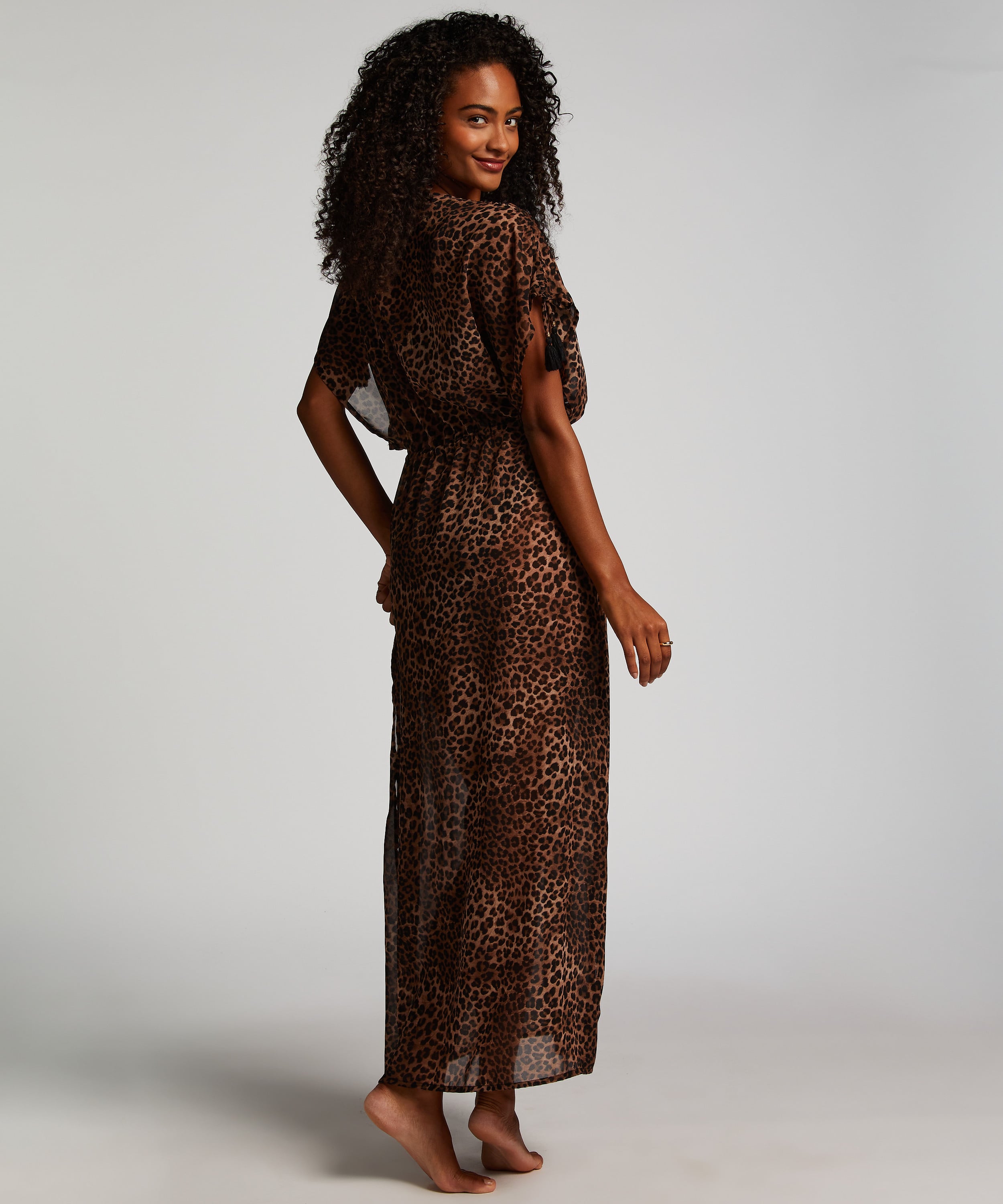 Sheer Kimono, Brown, main