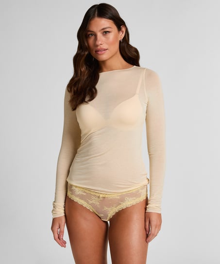 super soft Boatneck shirt with Cashmere, Yellow