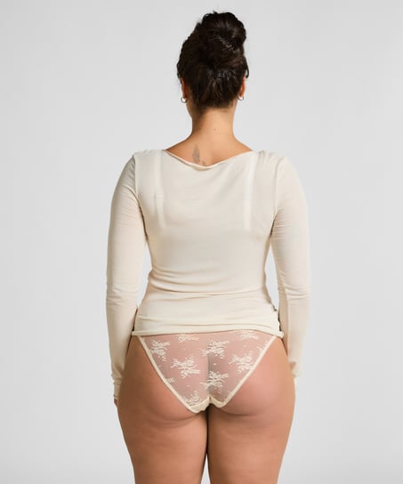 super soft Boatneck shirt with Cashmere, White