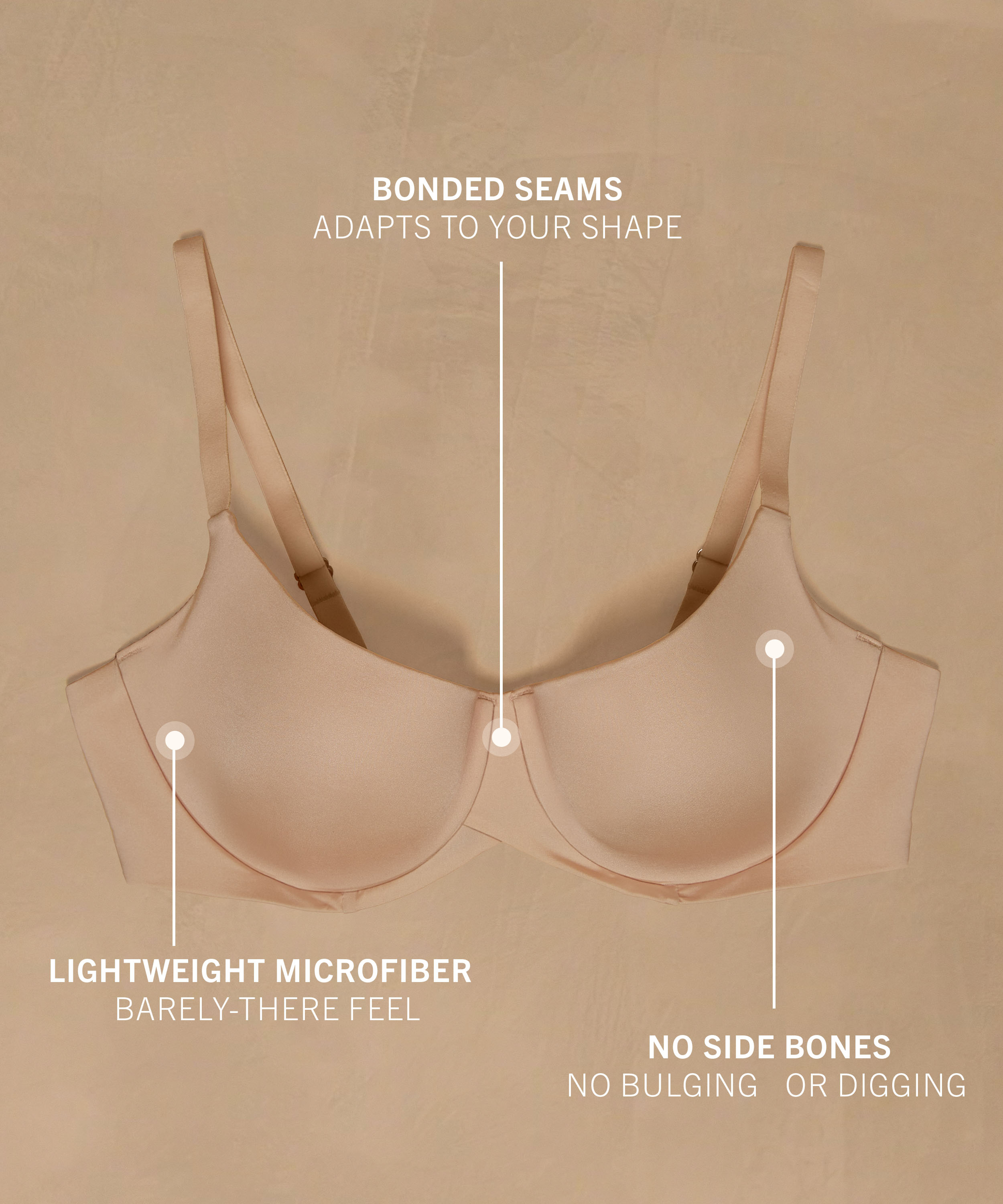 Smooth Padded Underwired Bra, Beige, main
