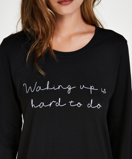 Round Neck Nightshirt, Black