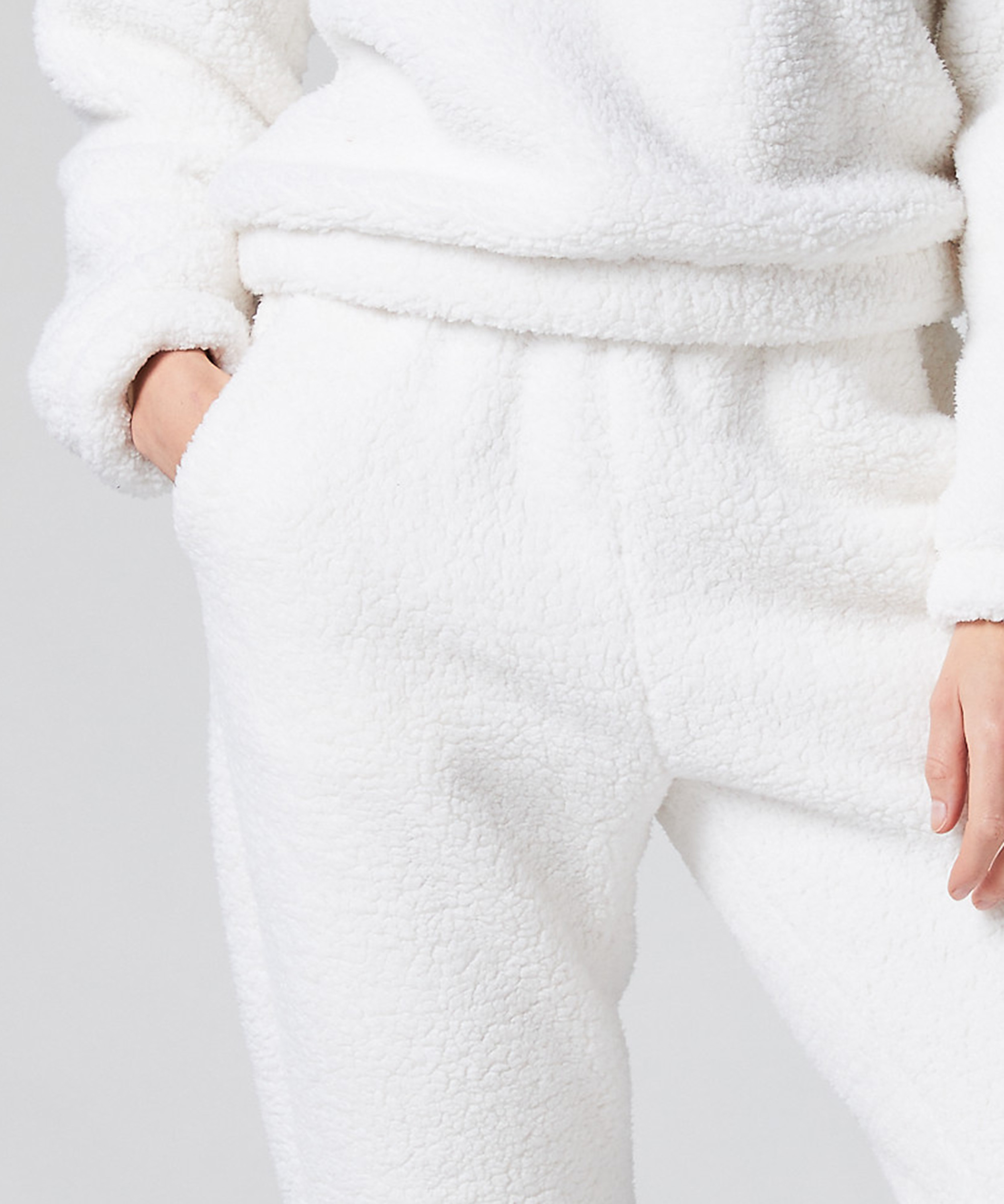 Snuggle Fleece Joggers, White, main