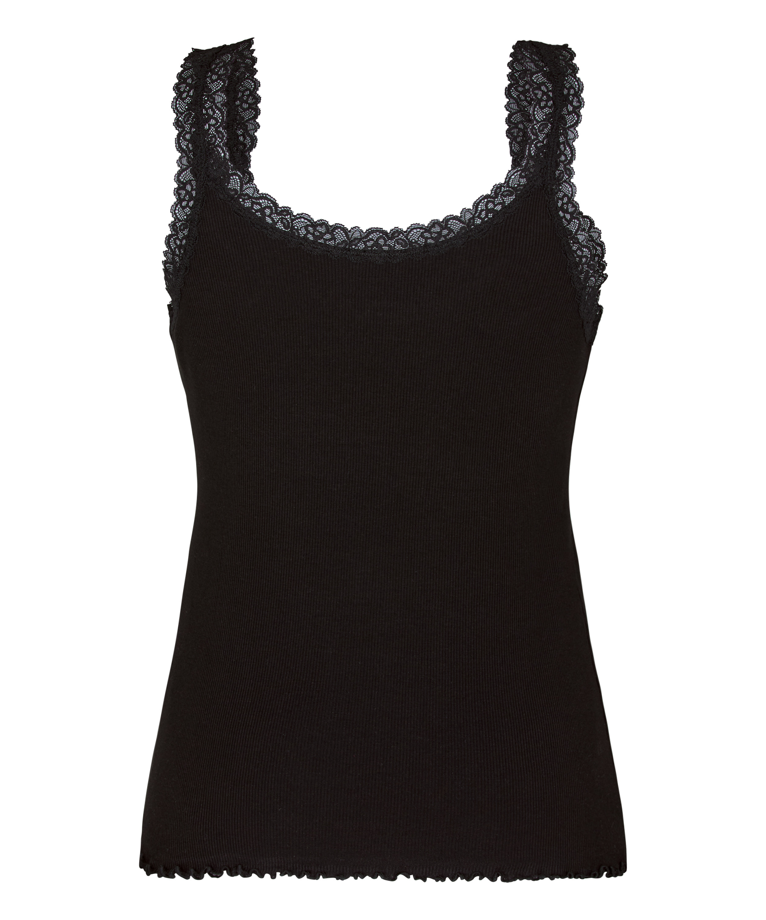 Singlet Rib Jersey Lace, Black, main