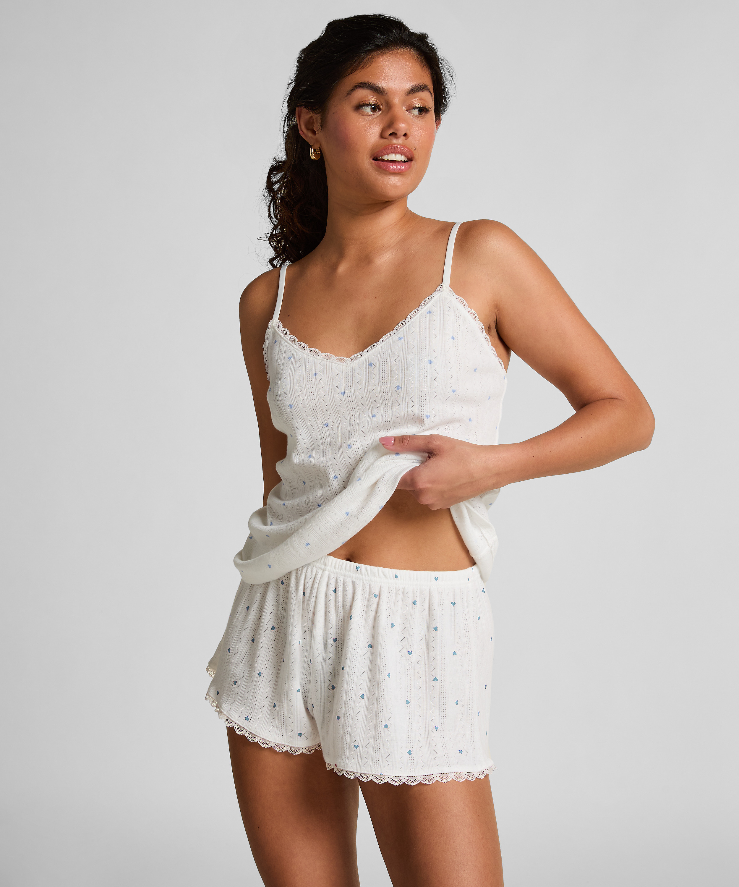 Pointelle Pyjama Shorts, Blue, main
