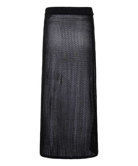 Crochet Midi Skirt, Black