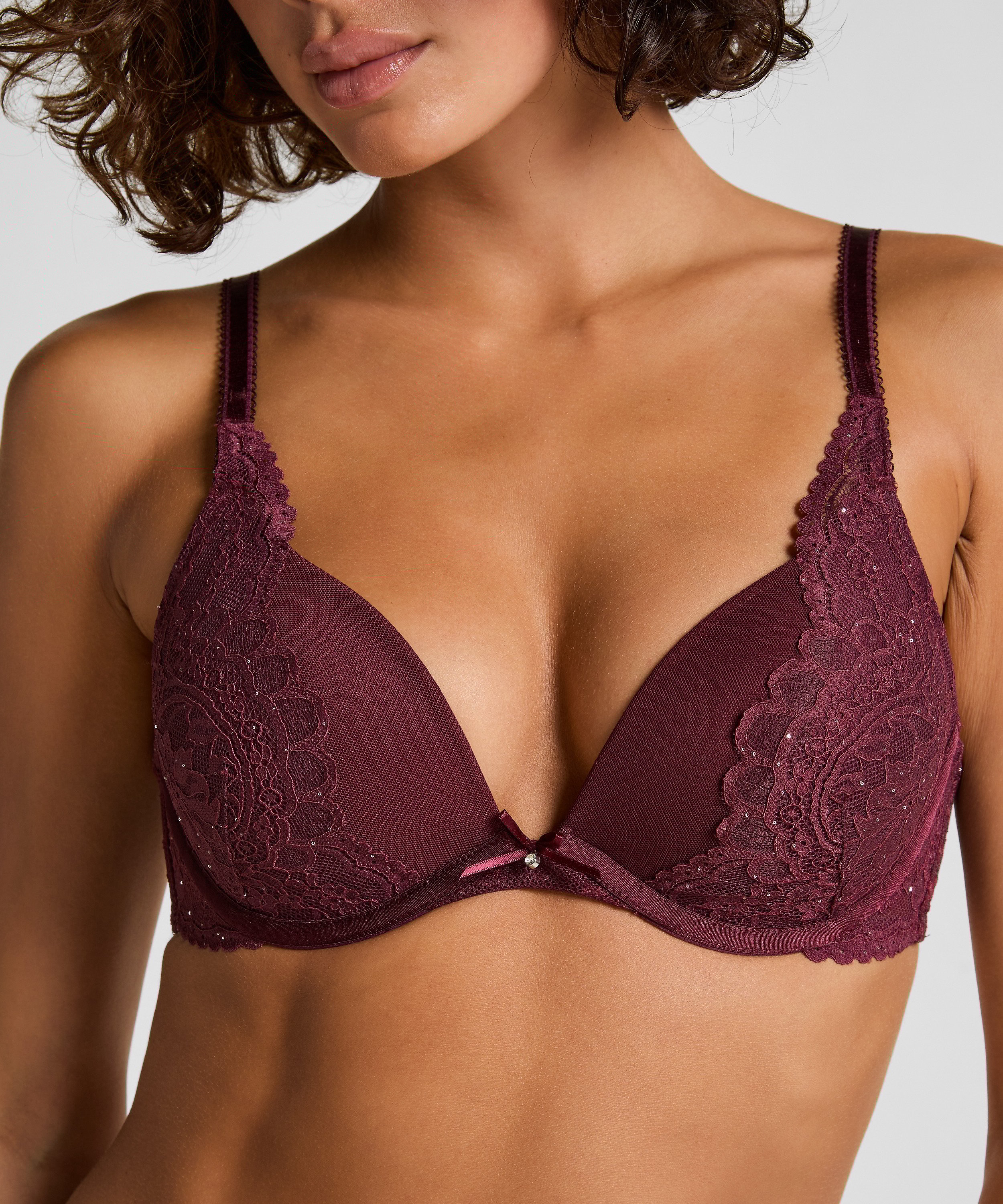 Isadora Padded Underwired Push-Up Bra, Red, main