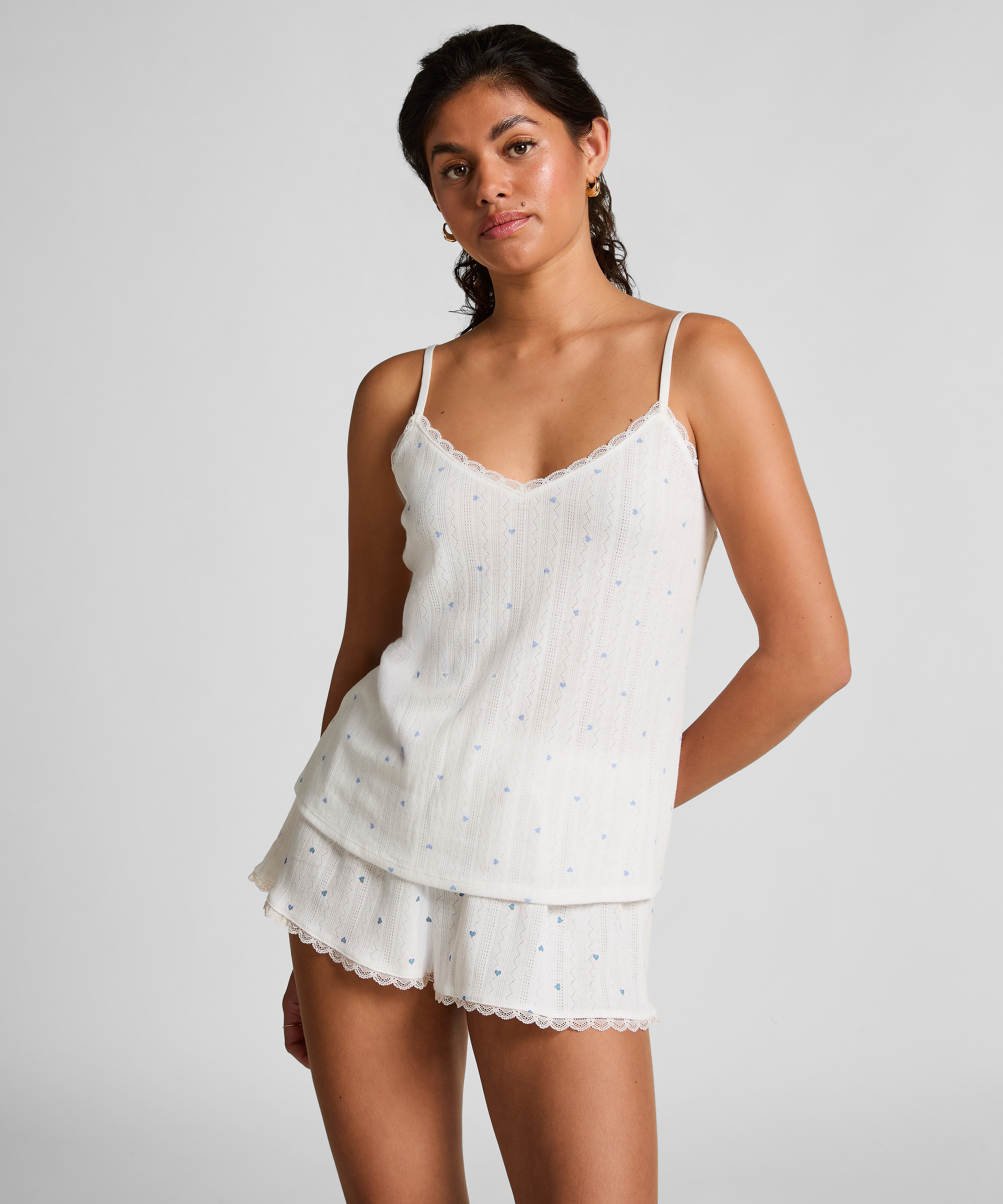 Cami lace top, Blue, main